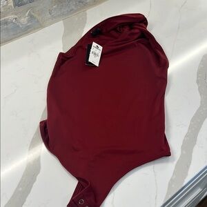 Express Red Asymmetrical Sleeveless Polo Bodysuit